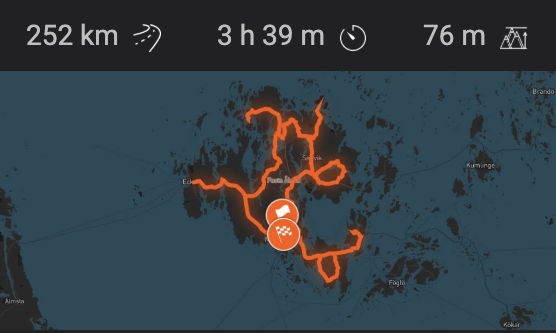 Statistik och karta för rutten Pokerrun Åland